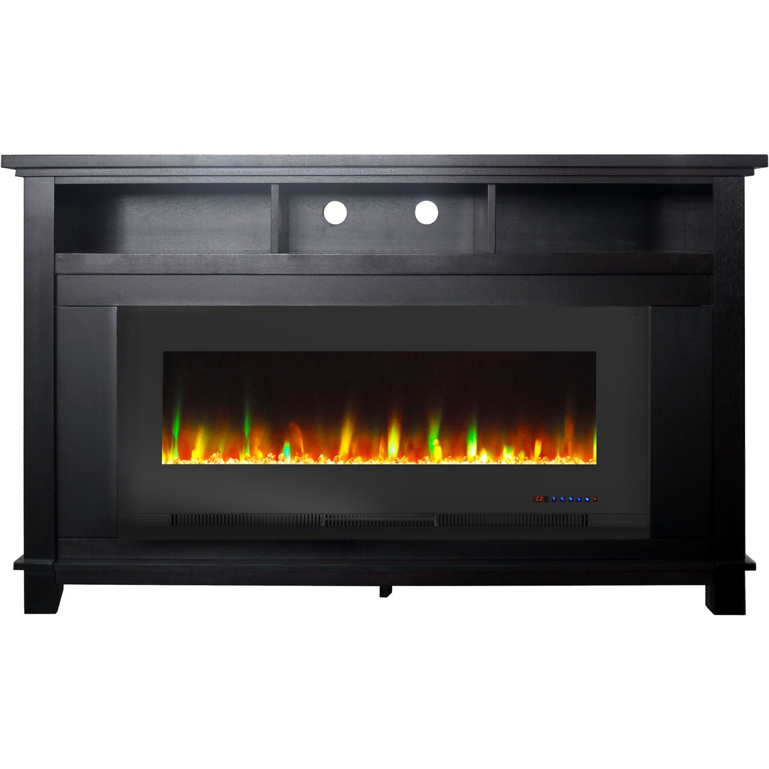 Hanover Winchester Electric Fireplace TV Stand and Color-Changing LED Heater Insert with Crystal Rock Display, Dark Coffee