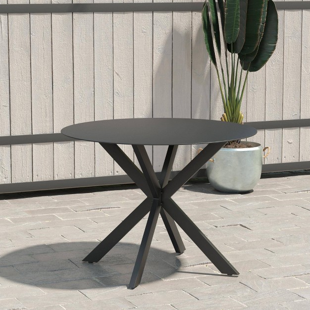 Circi Collection Round Dining Table With Glass Top Black And Charcoal Cosmoliving By Cosmoplitan