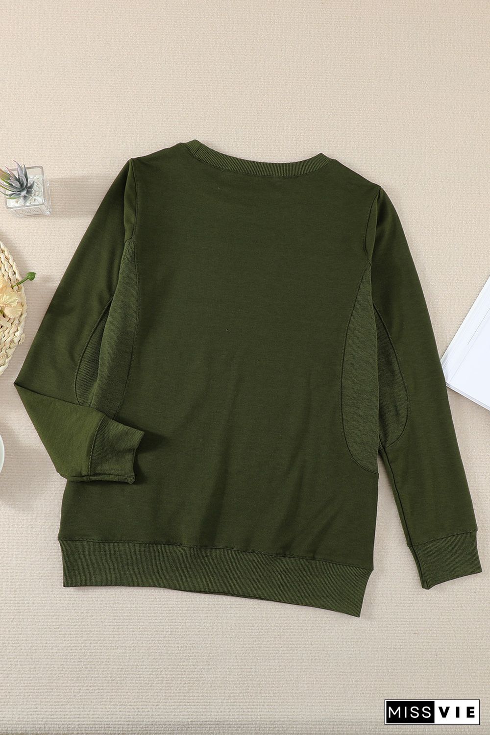 Green Wash Fleece Pullover Sweatshirt