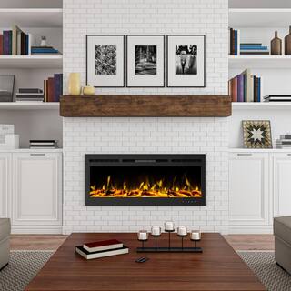 5110 BTU Wall Mounted or Recessed 50 in. Electric Fireplace Black with 10 Ember Bed Colors 955446CMS