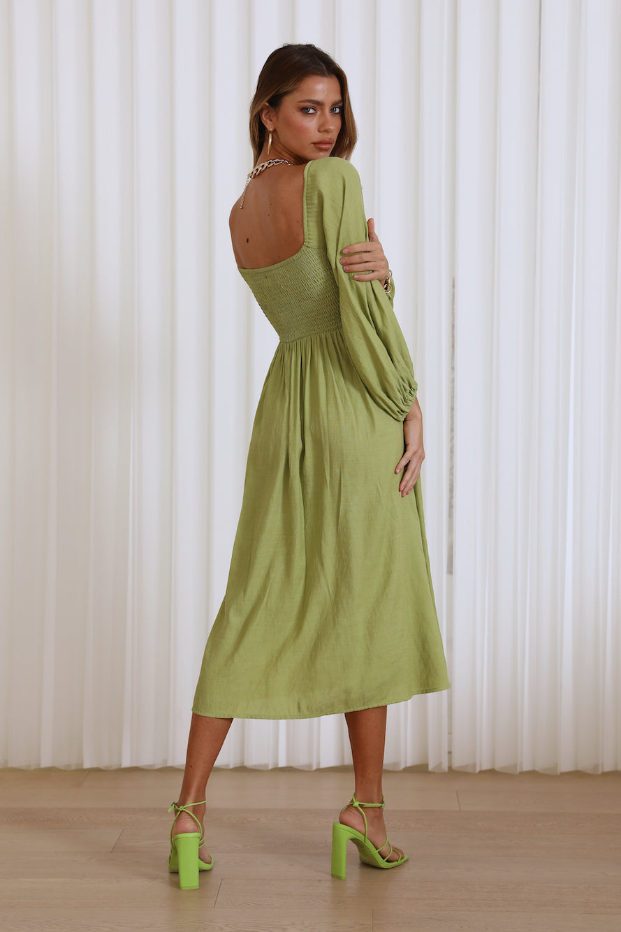 Gal Is Fun Midi Dress Green