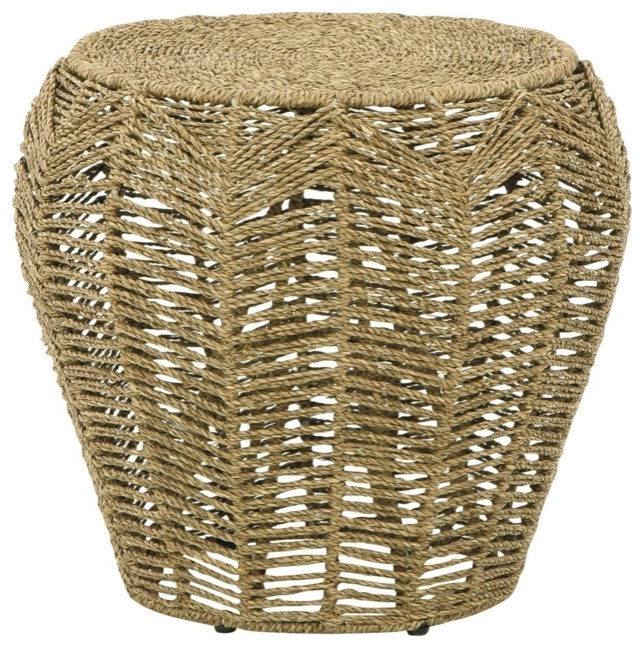 19 Inch Classic Rustic Style Side Stool Woven Design Wood Natural Brown   Folding Chairs And Stools   by Dot  ampBo  Houzz