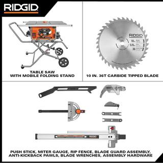 RIDGID 15 Amp 10 in. Portable Corded Pro Jobsite Table Saw with Stand R4514