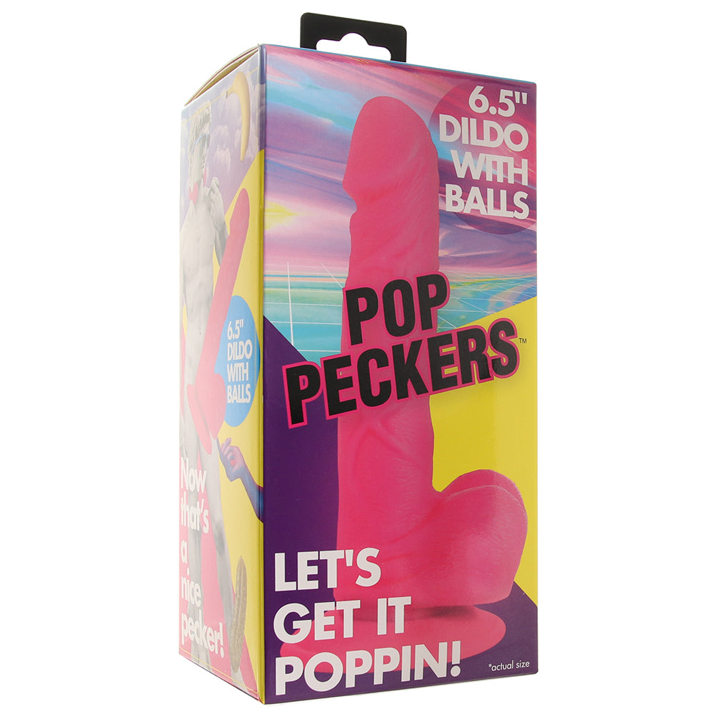 Pop Peckers 6.5 Inch  Ballsy Dildo in Pink