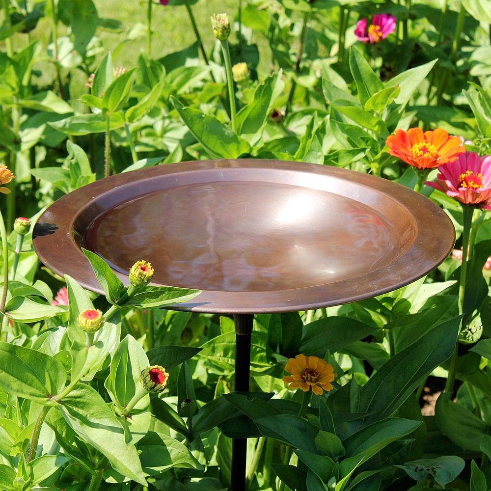 Achla Designs 12.75 in. Dia Antique Copper Classic II Birdbath with Stake BB-05-S