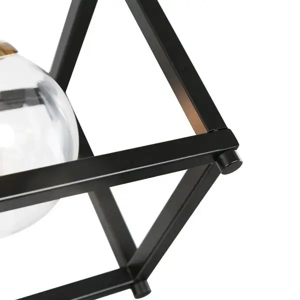 Modern Farmhouse 5-Light Geometric Chandeliers Black Gold Glass Island Light for Dining Room - 41.5