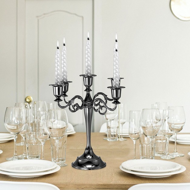 Unique Bargains Home Decor Wedding Birthday Party Candelabra Candle Holders 5 Arm Metal Candlestick