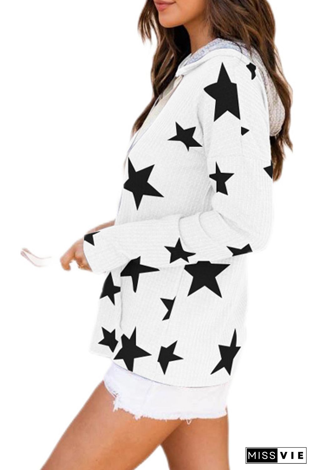 Stars Print Pocket Hoodies Women Wholesale