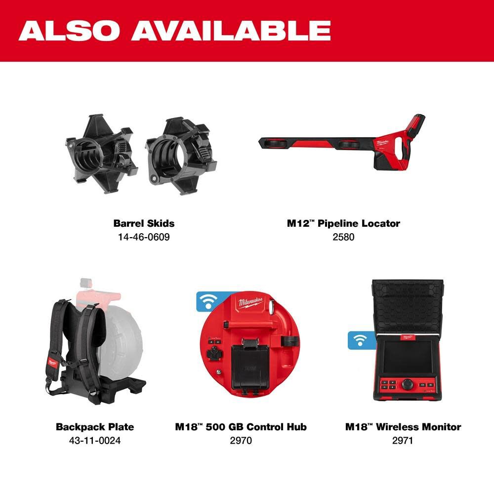 Milwaukee M18 100 Flexible Pipeline Inspection Reel 2972-20 from Milwaukee