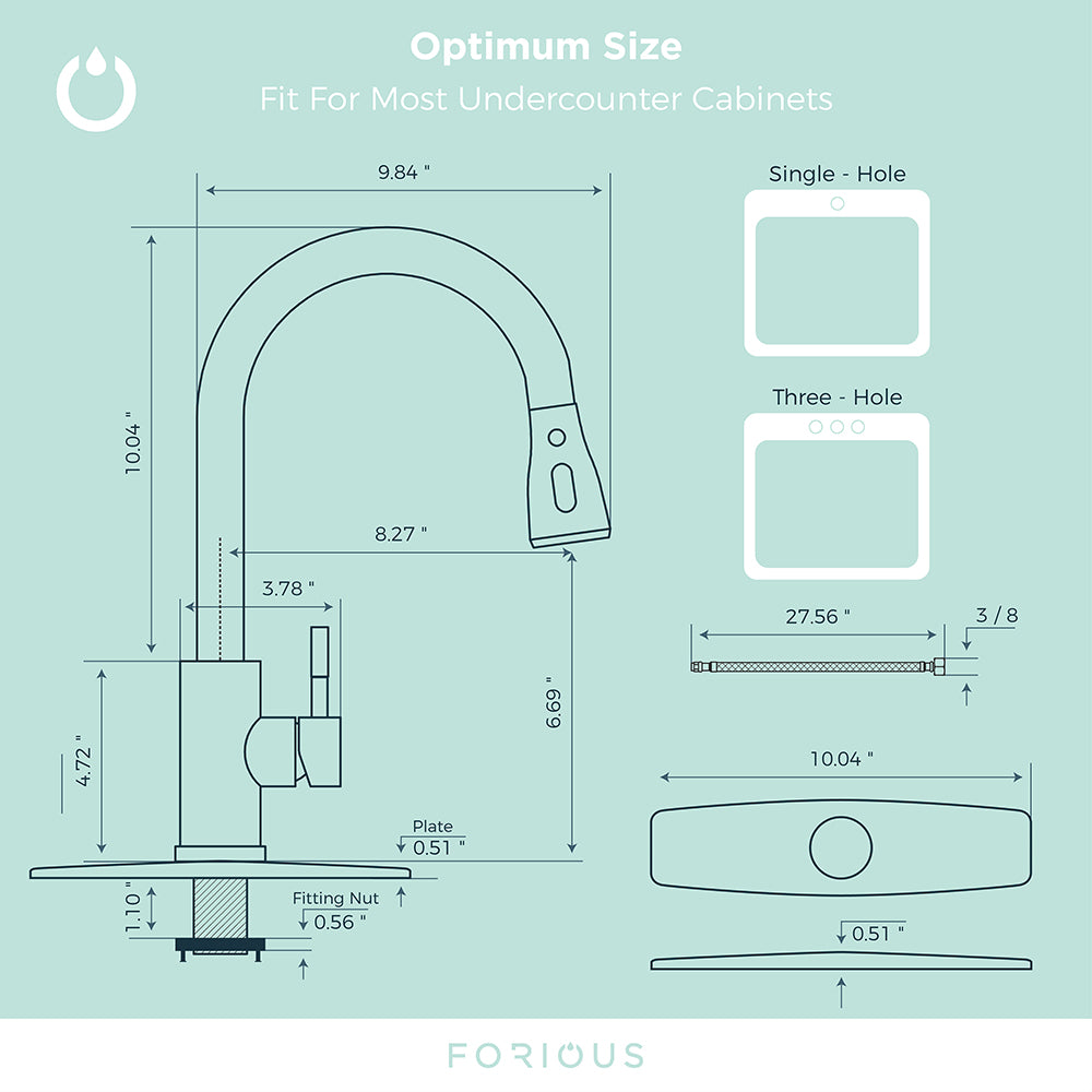 Forious Kitchen Faucet with Pull Down Sprayer Single Handle Brush Black in Kitchen