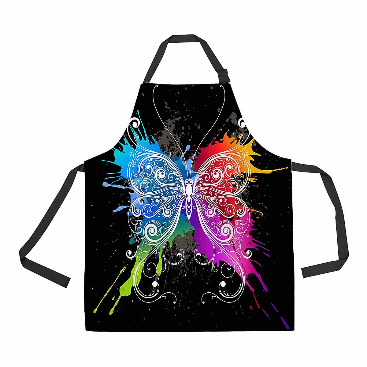 Butterfly Unisex Adjustable Bib Apron With Pockets For Commercial Restaurant And Home Kitchen Use