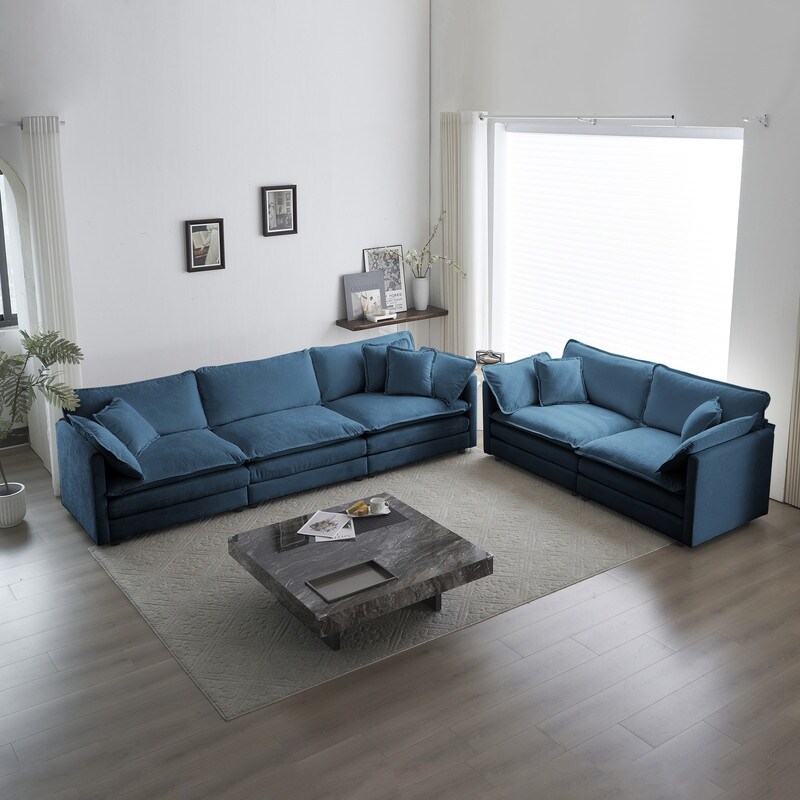 2 Piece Set Chenille 3 Seater Sofa + Loveseat Sofa Sets