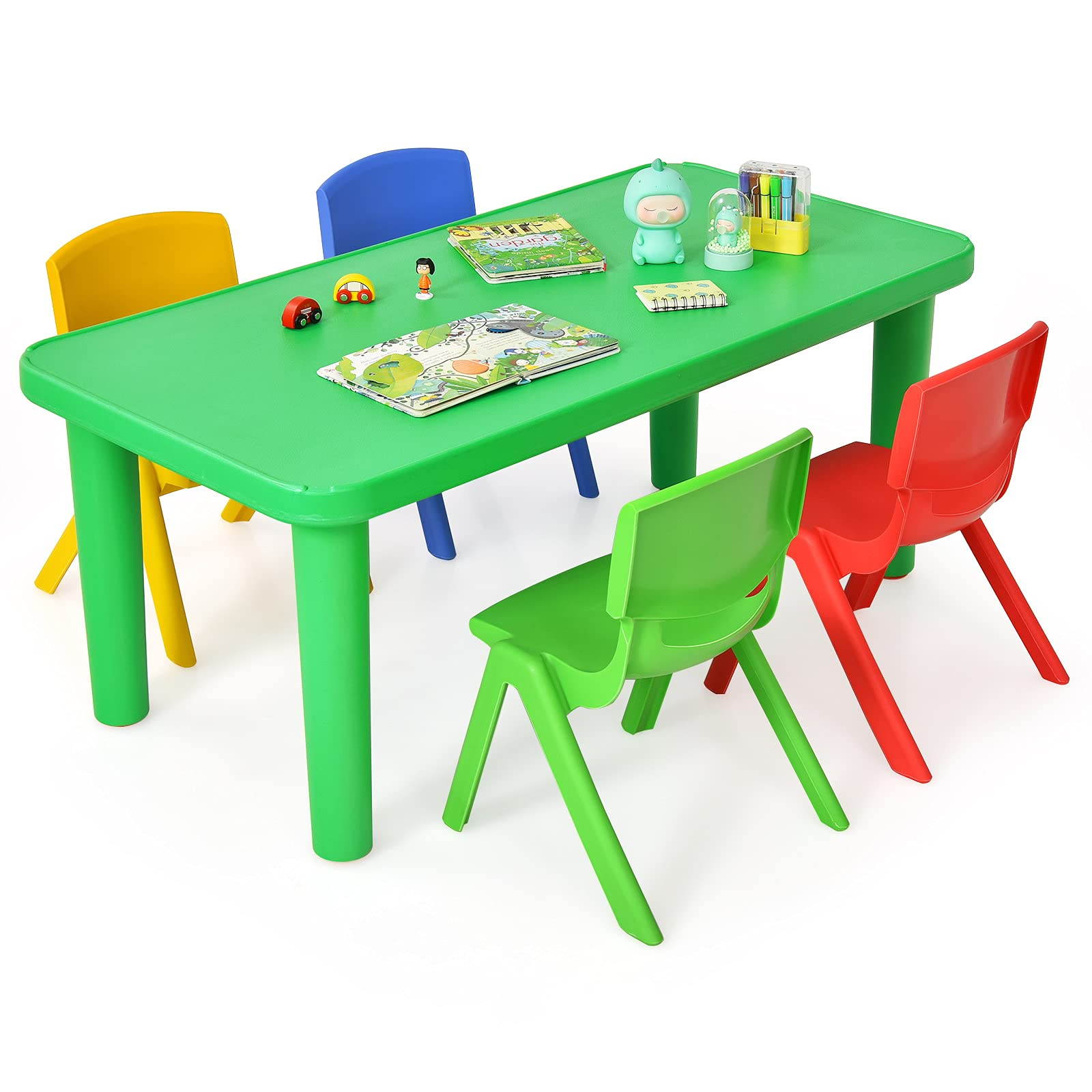 Costzon Kids Table and Chair Set, Plastic Learn and Play Activity Set