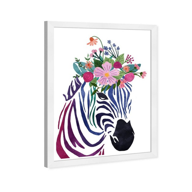 X 21 quot Floral Zebra Animals Framed Wall Art Print Black Wynwood Studio