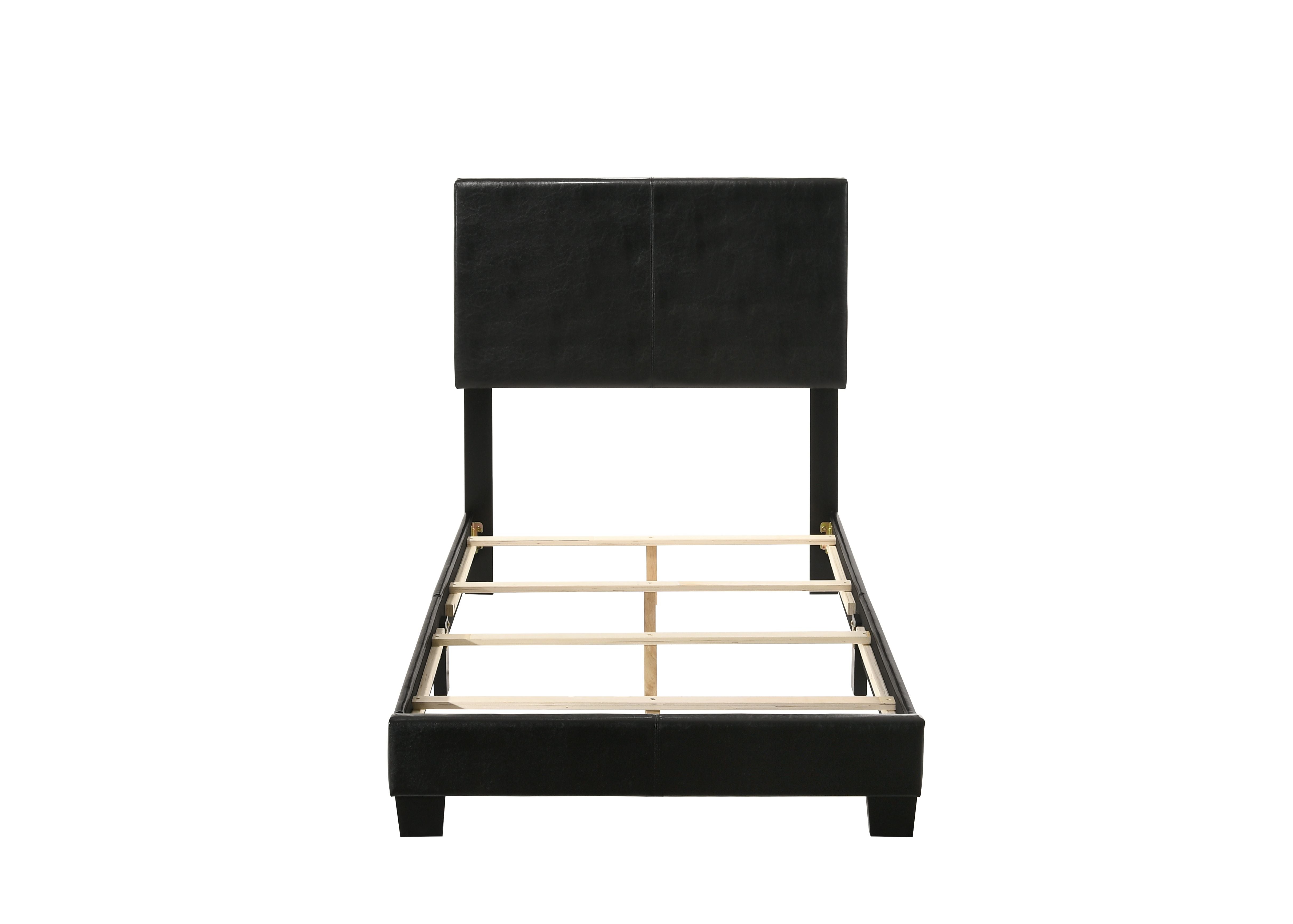 Simple Relax Twin Bed, Black PU, Faux Leather