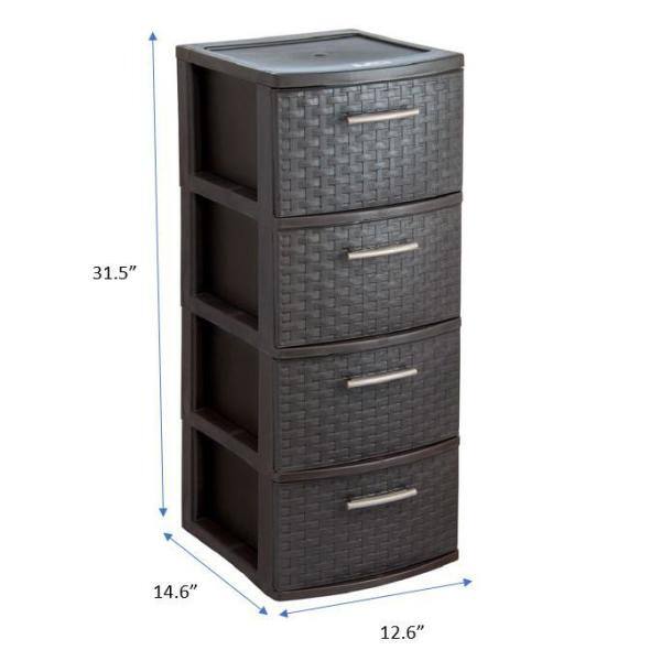 MQ 4-Drawer 31.5 in. H x 15 in. D x 12.6 in. W Resin Storage Cabinet in Espresso 393-WEN