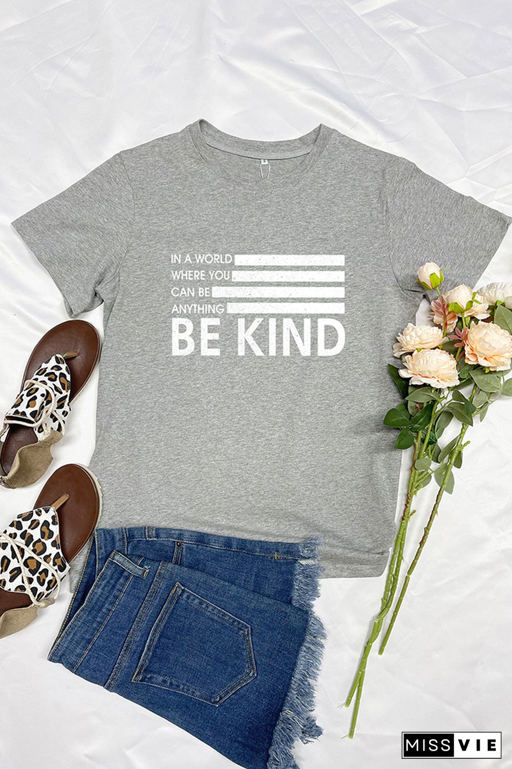 Be Kind Print Short Sleeve Graphic Tee Wholesale