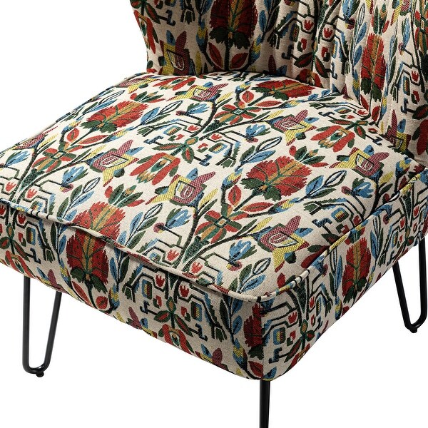 Estebana Contemporary Upholstered Side Chair with Floral Pattern Set of 2 by HULALA HOME