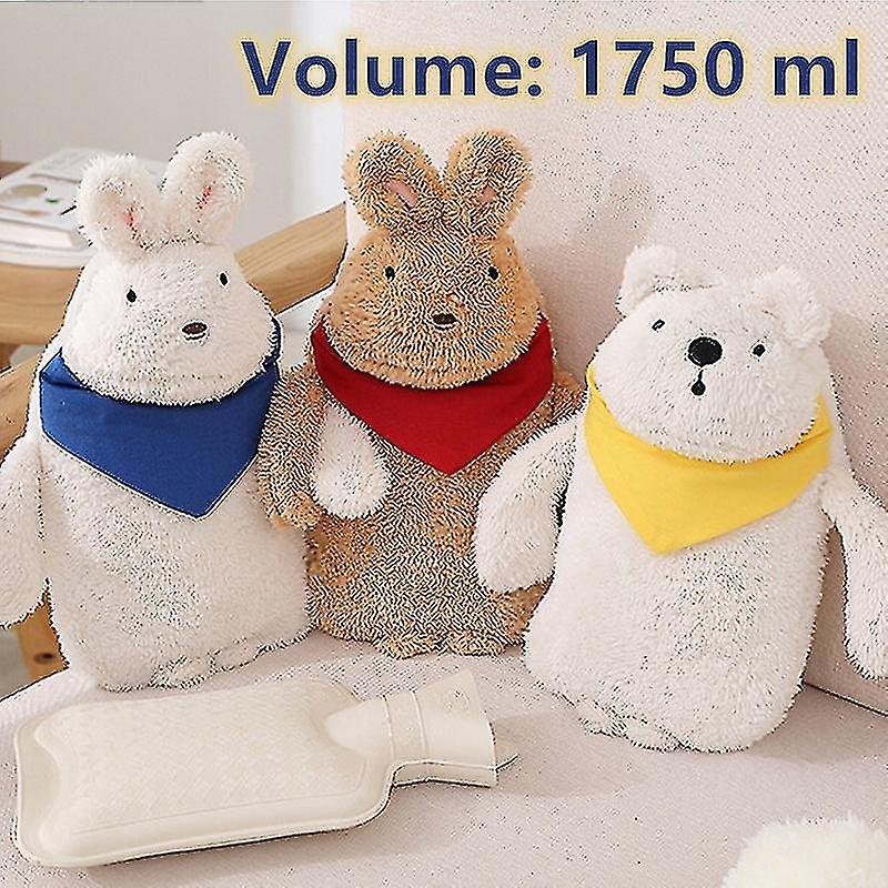 Creative Cartoon Rabbit Bear Hot Water Bag Cover Explosion-proof Plush Fabric Fur Thermal Bag Detach