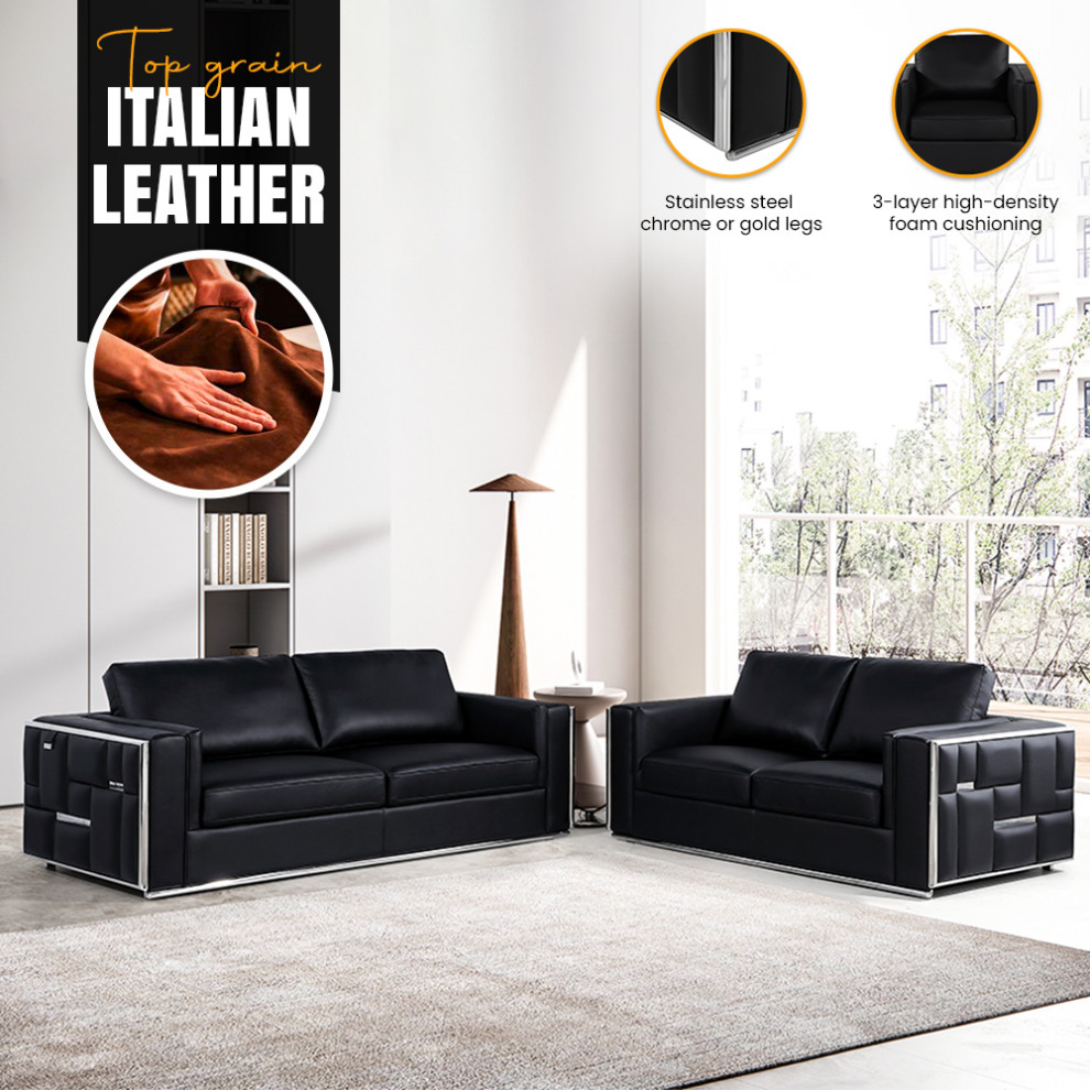 Luna Top Grain Italian Leather Sofa   Contemporary   Sofas   by Luxuriant Furniture  Houzz