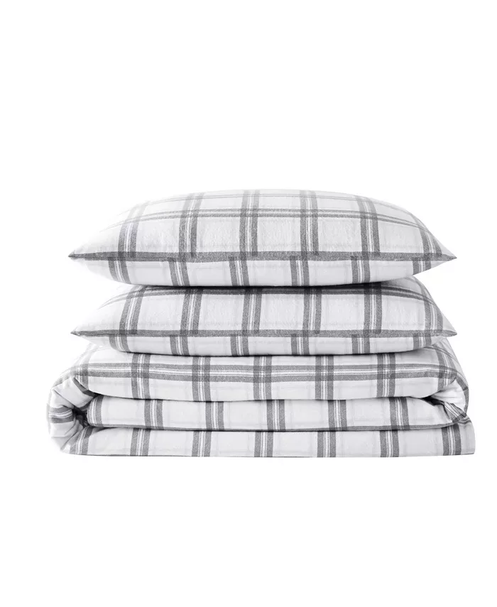 London Fog Plaid 2 Piece Flannel Comforter Set， Twin XL