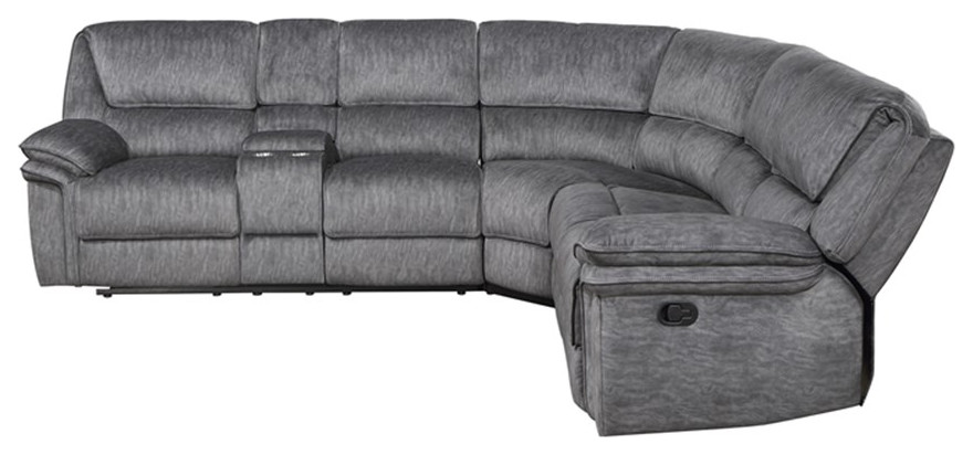 Lexicon Muirfield 3 Piece Plywood and Fabric Reclining Sectional in Gray   Transitional   Sectional Sofas   by Homesquare  Houzz