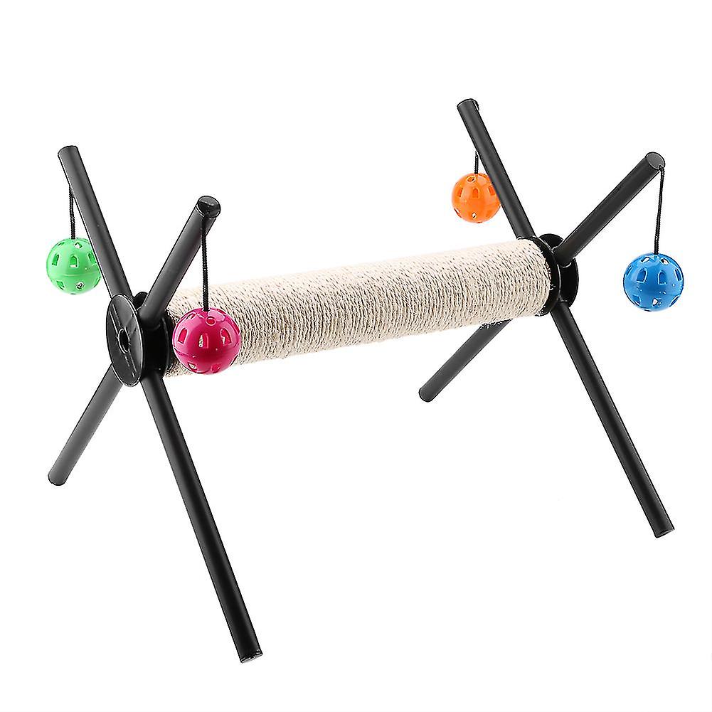 Multifunctional Cat Scratching Post with 4 Bell Balls Stable Framework Cat Game Toy