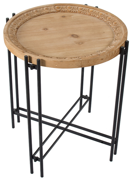 Wood Iron Side Table D21.5x24 quot  Industrial   Side Tables And End Tables   by GwG Outlet  Houzz