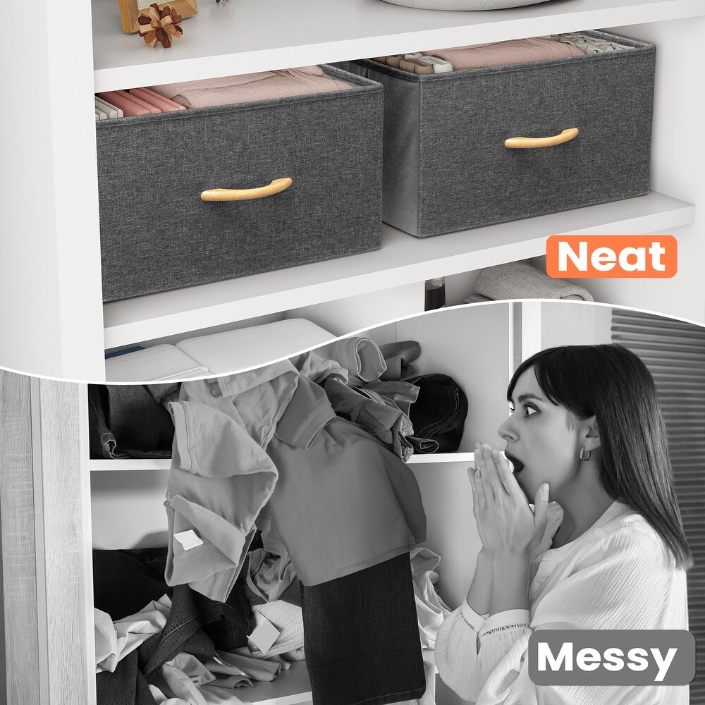 Foldable Drawer Fabric Storage Cubes Organizer Set Drawers of Closet Dresser Chest   Set of 2