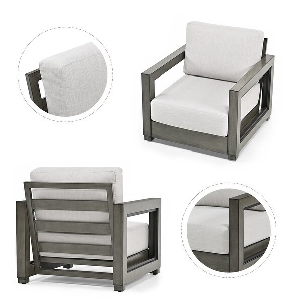 3Piece Aluminum Patio Conversation Set with Handpainted Frame and Cushions