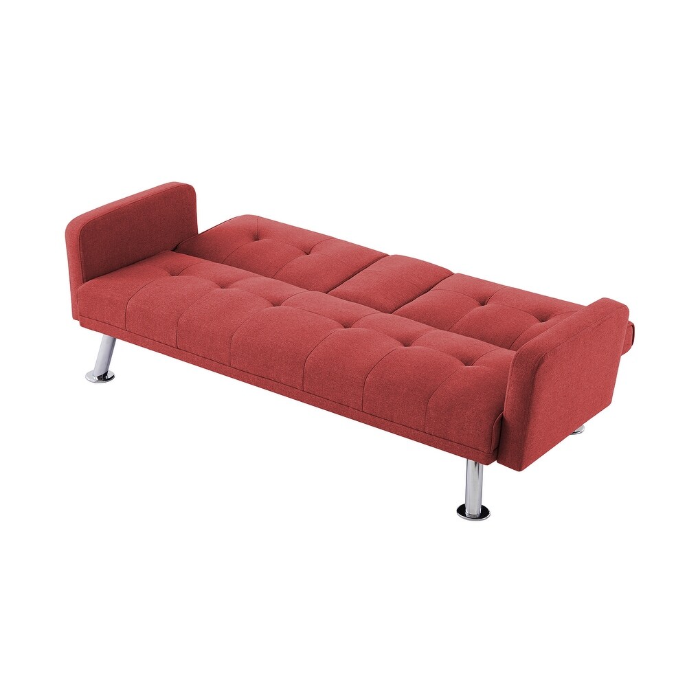 Convertible Folding Sofa Bed Loveseat with Armrest   Tufted Back  Modern Fabric Sleeper Sofa Couch for Living Room