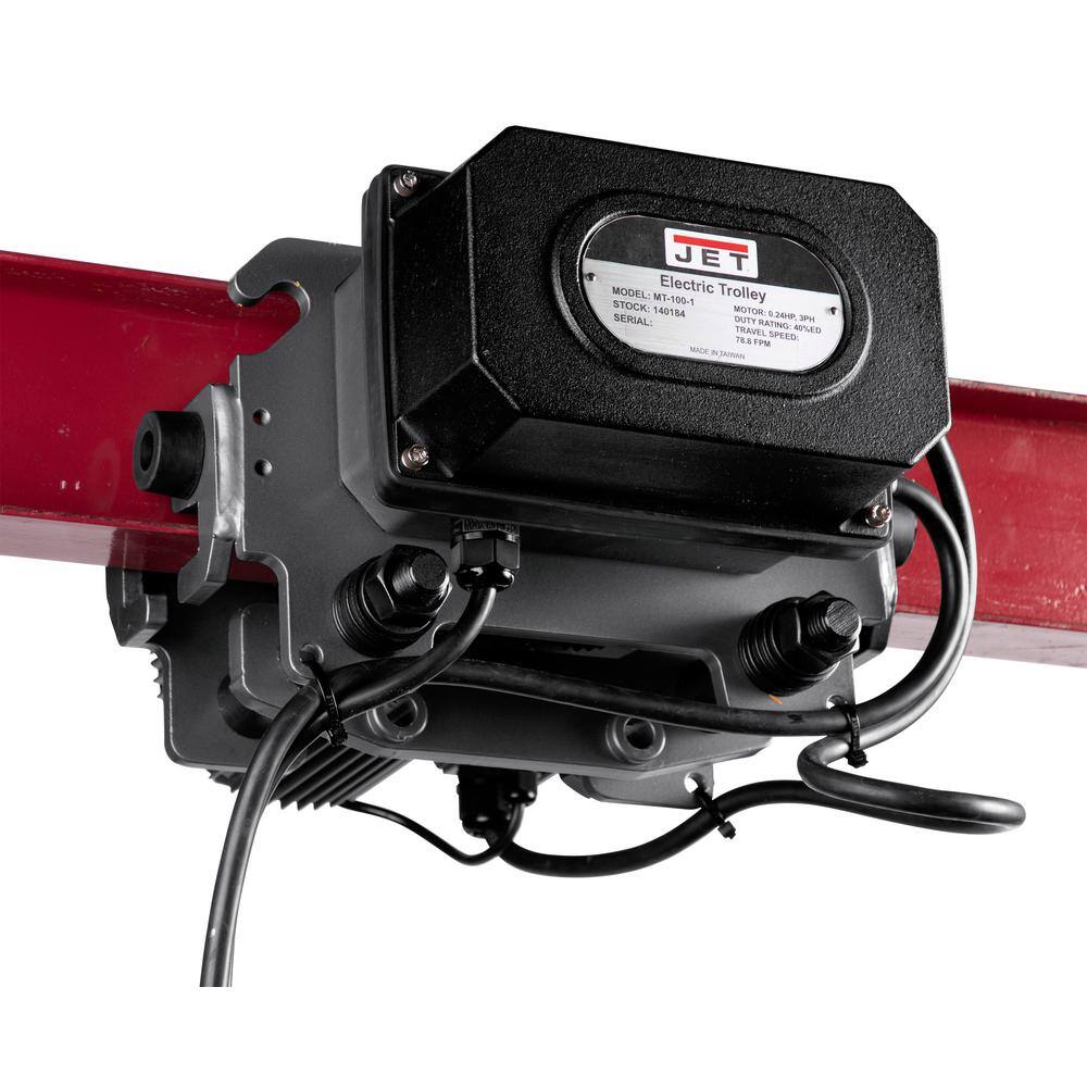 Jet 5-Ton 2 Speed Electric Hoist 3-Phase 10 ft. Lift with Electric 2 Speed Trolley 3PH and 4 Button Wired Pendant 144013K