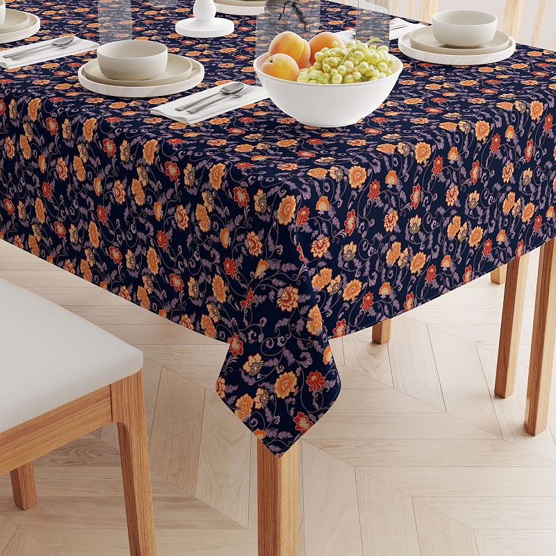 Rectangular Tablecloth， 100% Cotton， 52x104， Floral 25