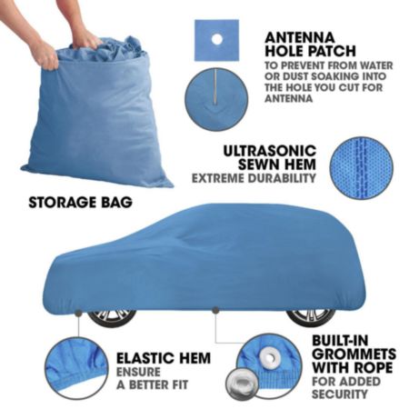 Autocraft SUV Cover， Blue 3 Layers， Fits SUVs 15'-19'， Medium-Duty， Water Resistant， Outdoor Use