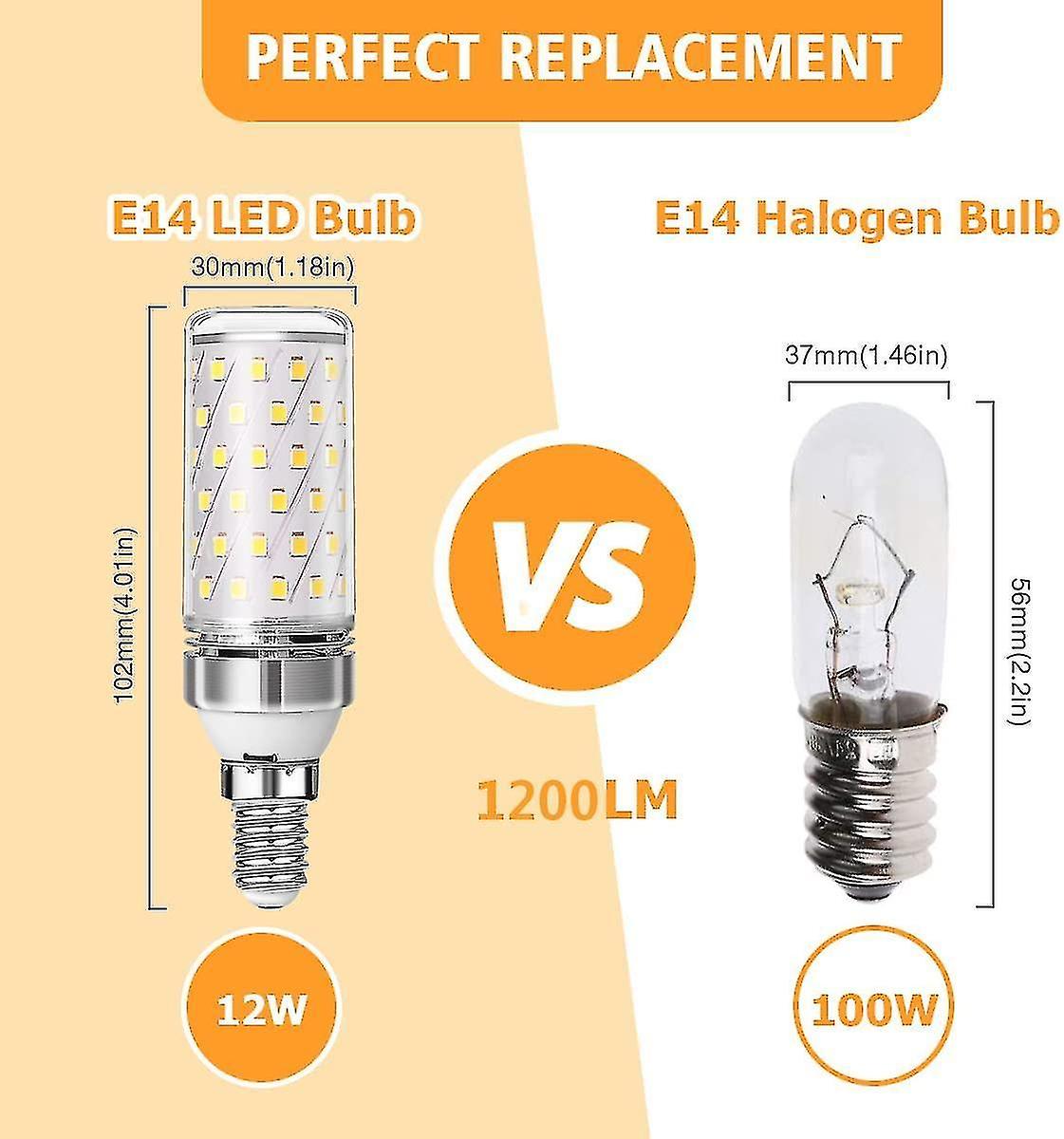 2023-4 Pack E14 Led Bulb 12w 1200lm Halogen Lamp Equivalent 100w 3000k Warm White Ac220-240v Non-dim