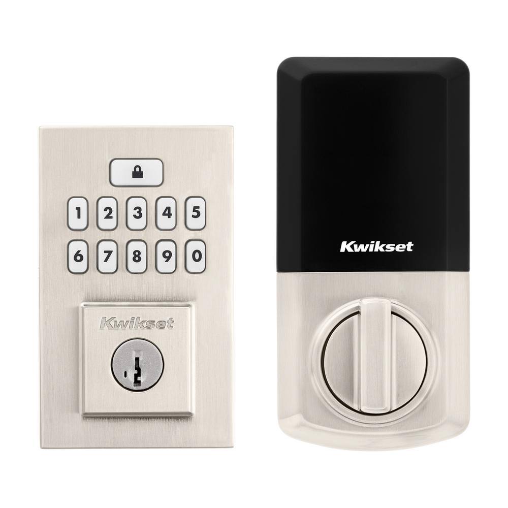 Kwikset SmartCode 260 Contemporary Satin Nickel Keypad Electronic Deadbolt Feat SmartKey wHalifax HallCloset Lever Combo Pack 9260CNT720HFL15