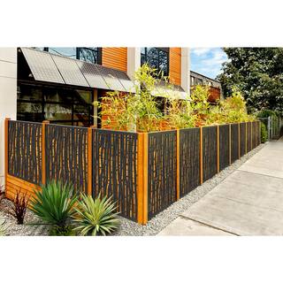 OUTDECO 4 ft. x 3 ft. Black Hana Hardwood Composite Decorative Wall Decor and Privacy Panel USADSBA1-BL