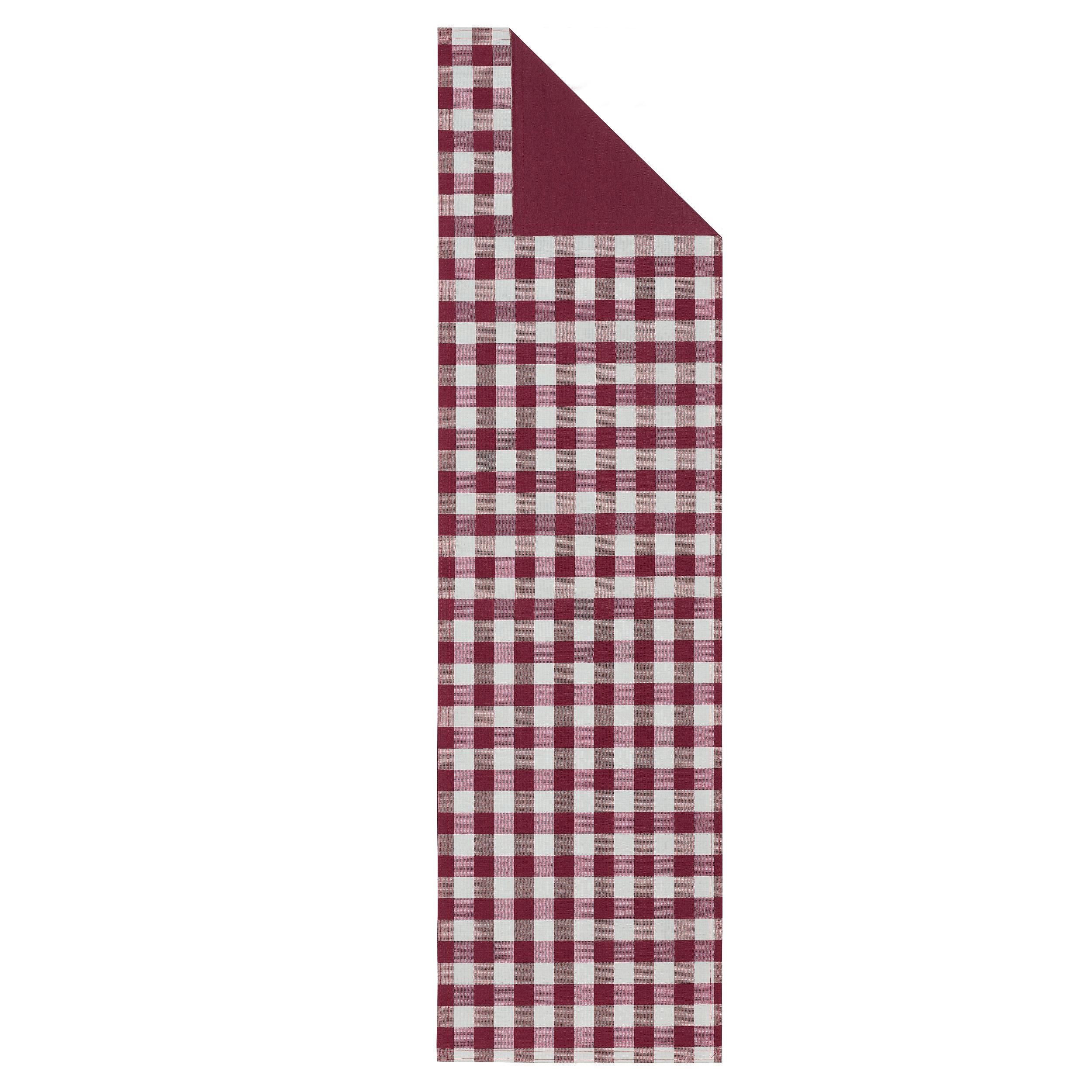 PowerSellerUSA Dining Table Runner Elegant Buffalo Plaid Table Placemat for Dining Room or Kitchen， Classic Farmhouse Country Decor Plaid Gingham Checked Design Table Runner， Burgundy， 13 W x 36 L