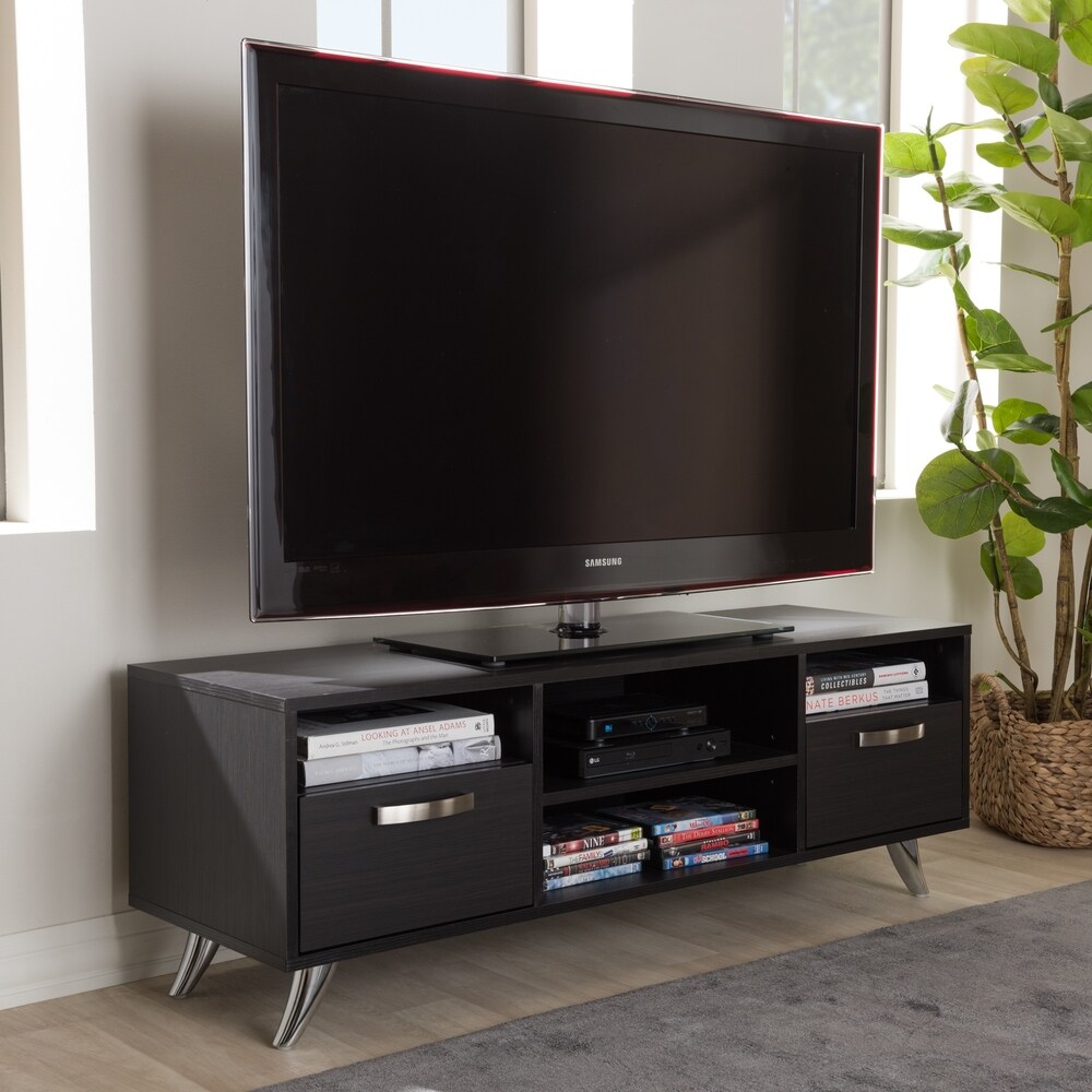 Contemporary Dark Brown Finished Wood TV Stand by Baxton Studio