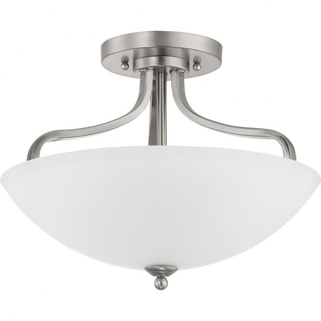 Progress Lighting Laird Collection 3 light Semi flush Fixture Brushed Nickel Glass Shade