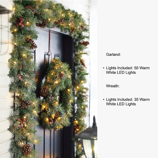 Glitzhome 4ft/5ft/6ft Flocked Pine Christmas Potted Porch Tree With Warm White Lights