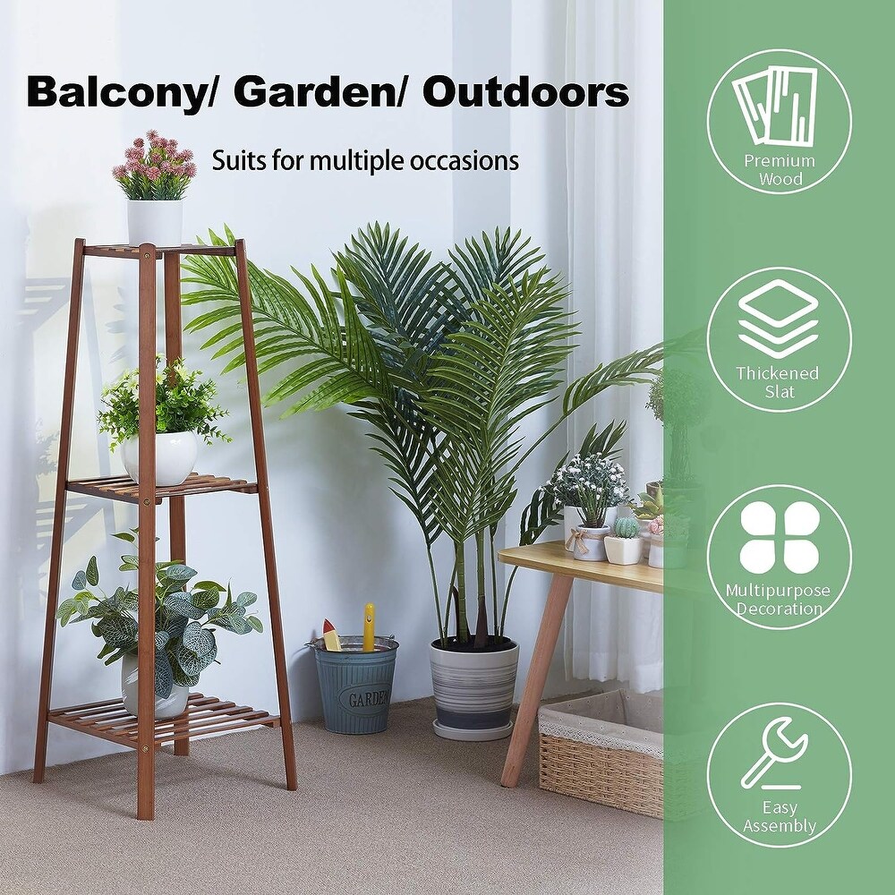 3 Tier Potted Bamboo Flowers Stand Corner Plant Rack