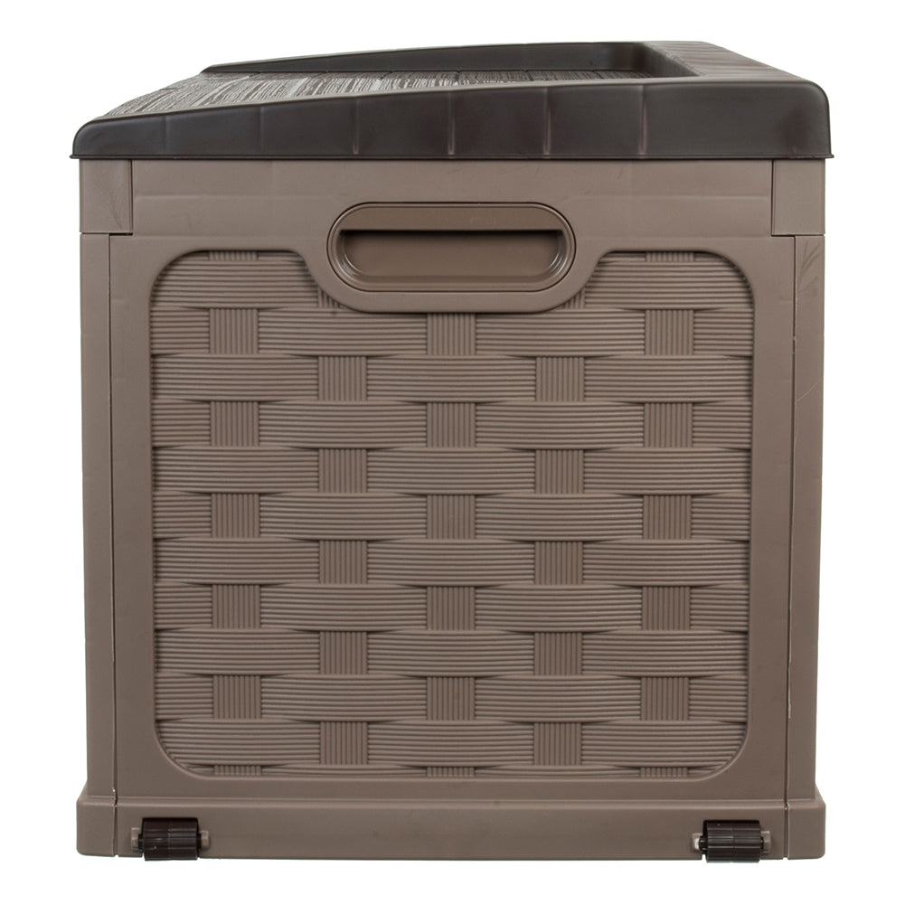 Starplast 88 Gallon Weave Plastic Deck Box, Mocha And Brown