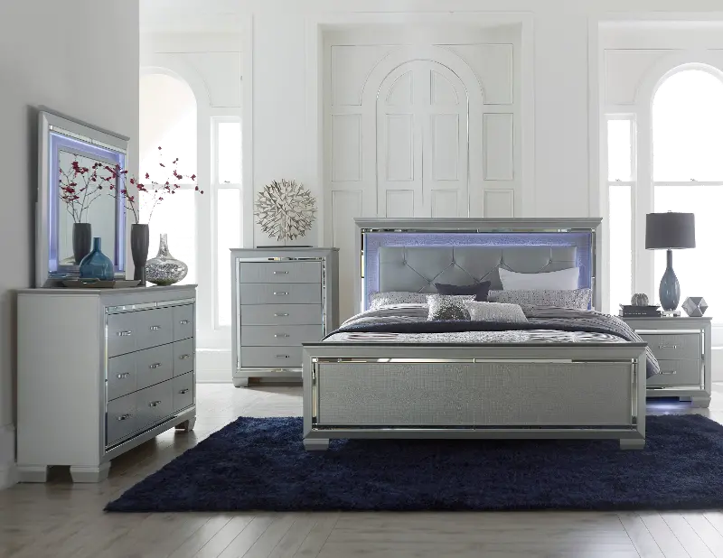 Allura Gray 4 Piece Queen Bedroom Set