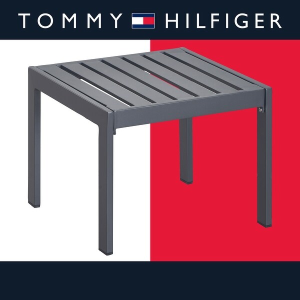 Tommy Hilfiger Monterey Outdoor Easy Assembly Side Table，Gray Gunmetal