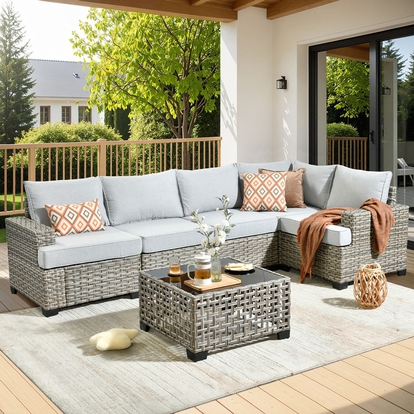 HOOOWOOO 6piece Patio Furniture Conversation Set with Coffee Table