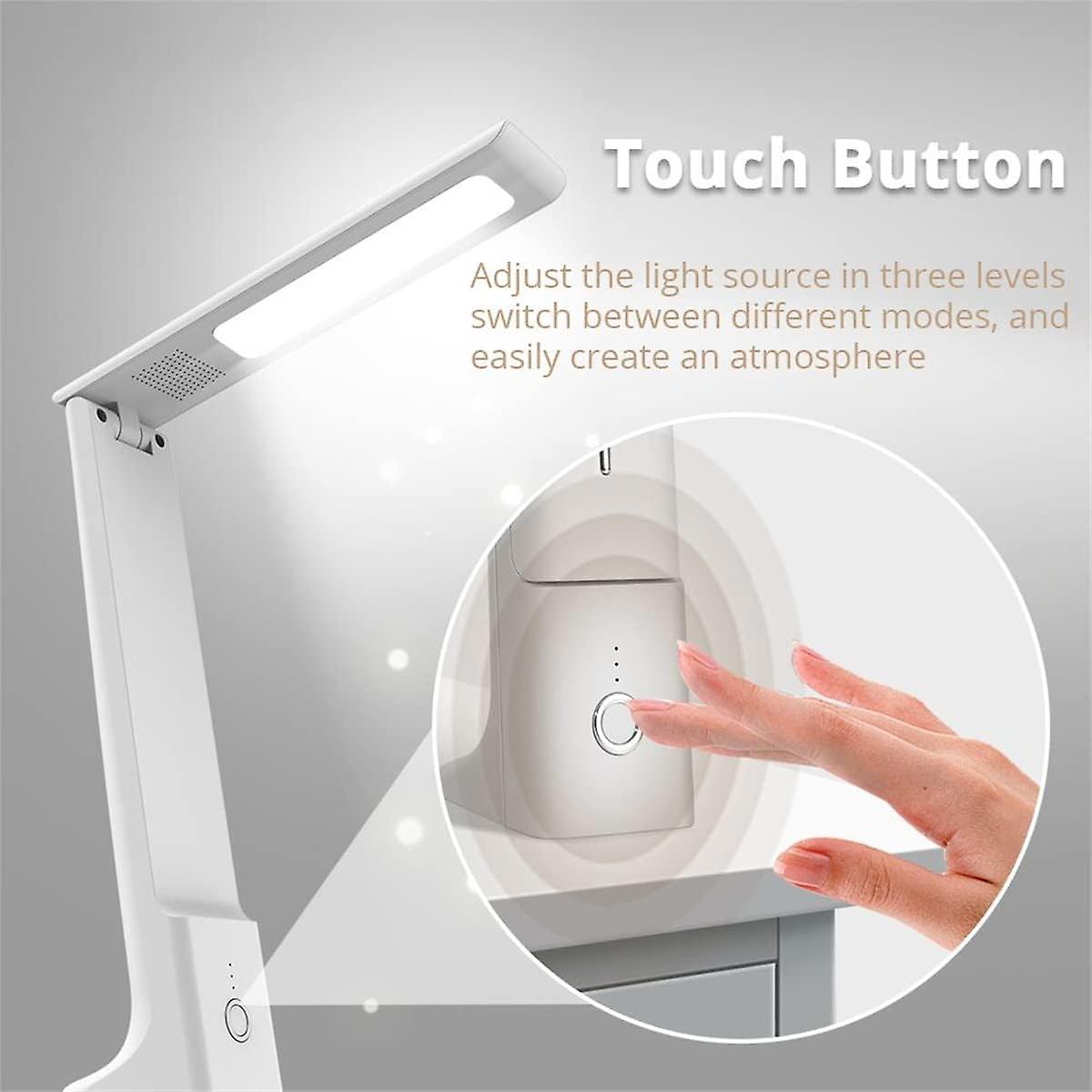 Dimmable Led Desk Lamp With Usb Charging Port - Portable Desk Lamp With 3 Colors - Touch Control - Memory Function - White