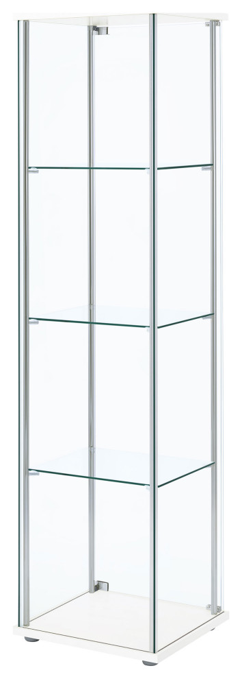 Bellatrix Rectangular 4 shelf Curio Cabinet White and Clear   Modern   Bookcases   by Modon  Houzz