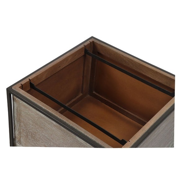 Banks Mango and Metal File Table with Tray Top and Storage