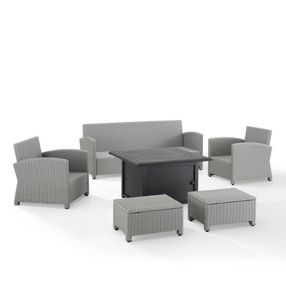 Bradenton 6Pc Outdoor Wicker Sofa Set W/Fire Table   150.5 \